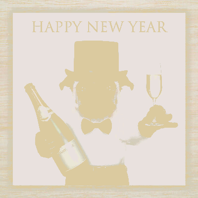 Piesek z szampanem szczęśliwego nowego roku